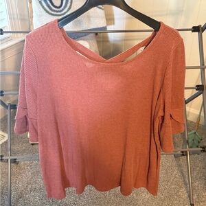 Women's Rust Top with Ruffle Sleeves